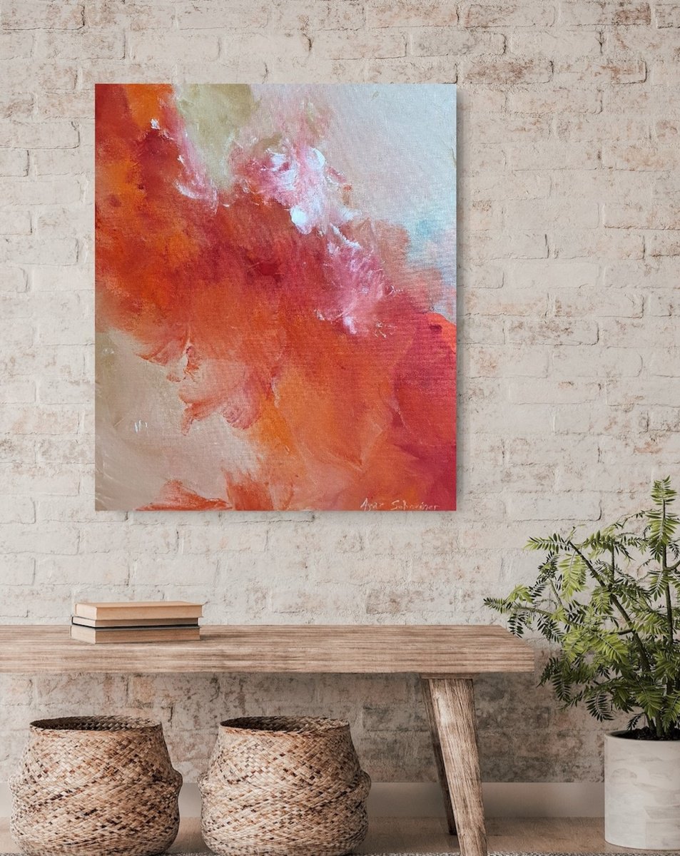 Abstract Acrylic Painting By Gabriela Azar Schreiner, 22 X 26, Surprise, Original Artwork