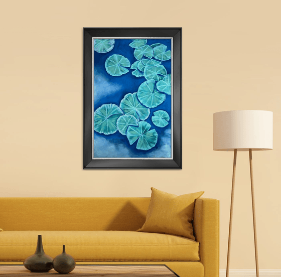 Water lilies on the water Pastel