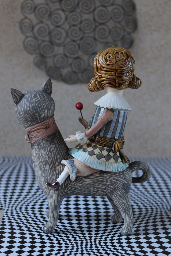 Girl on the cat. From "Le Carousel, Hommage à l'Innocence" project by Elya Yalonetski