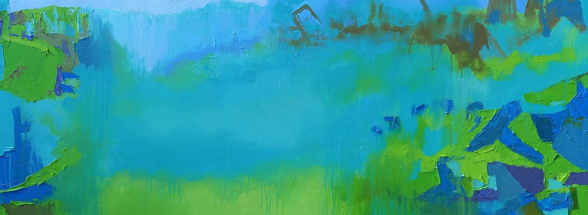 Organic Abstract Acrylic Painting By Abhishek Kumar, 106 X 42, Neritic, Original Artwork