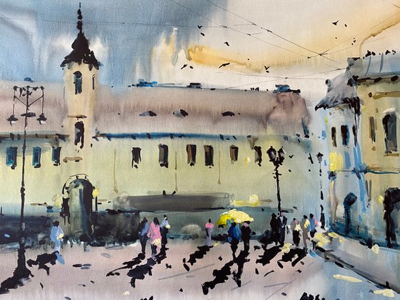 Sold Watercolor “Urban contrast II” perfect gift