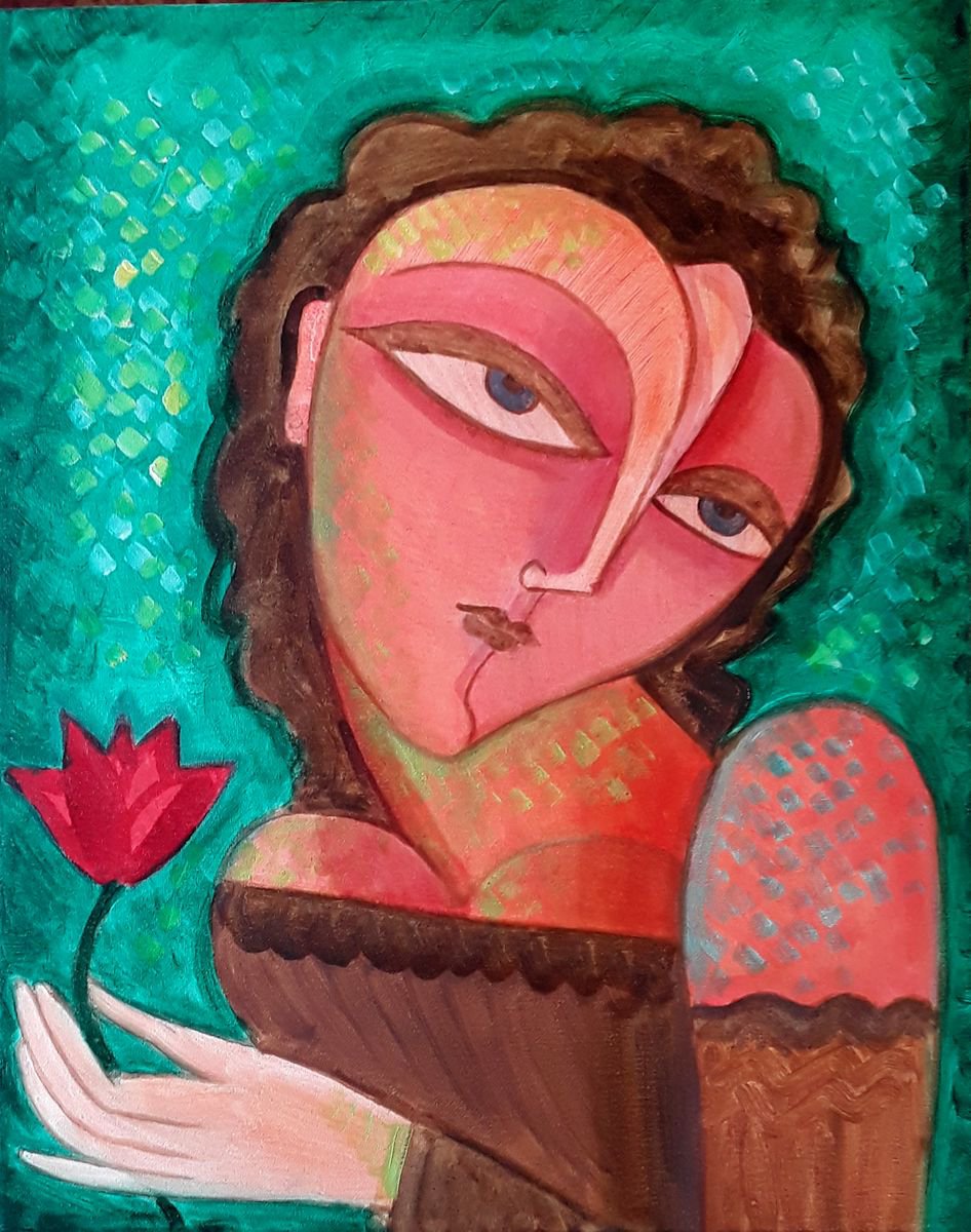 Girl with Flower by Van Hovak