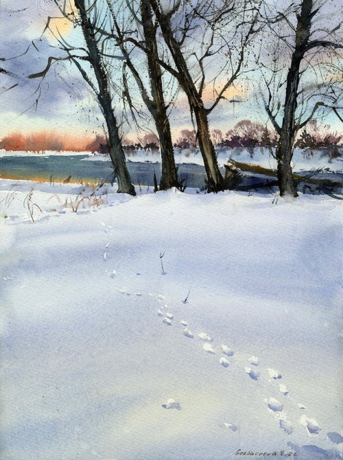 Footprints in the snow by Eugenia Gorbacheva