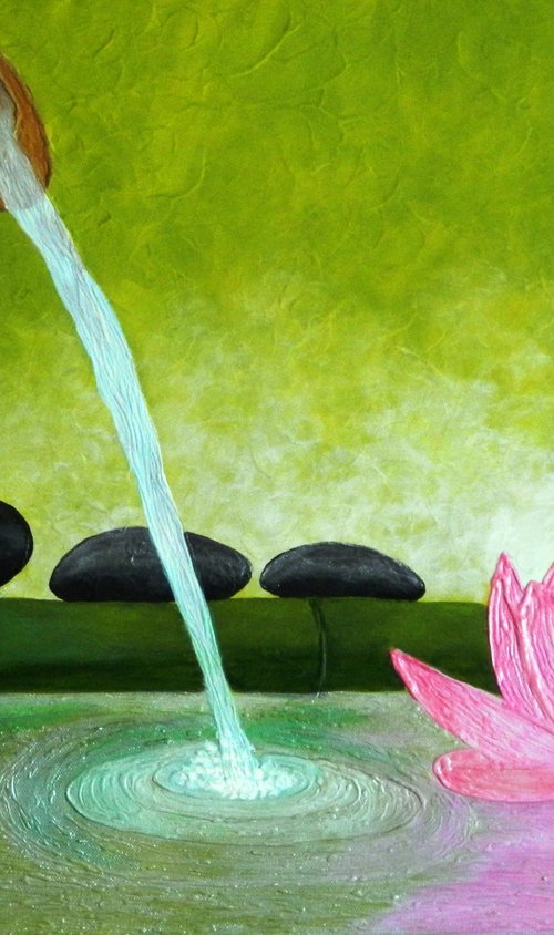 Harmony - peace of soul painting; pink lotus flower by Liza Wheeler
