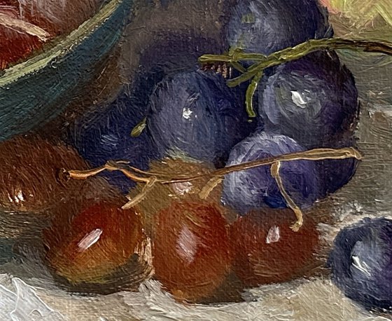 Apple and Grapes Still Life