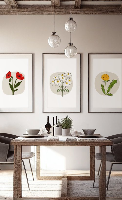 A TRIPTYCH OF WILD FLOWERS by Emma Evans-Freke