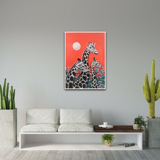 Giraffes / 100 X 70 cm