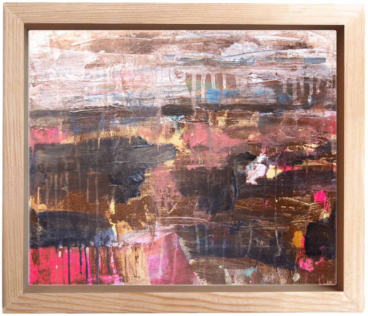 Abstract Landscape Acrylic Painting By Elizabeth Anne Fox, 21 X 17, Carbon Wasteland, Original Artwork