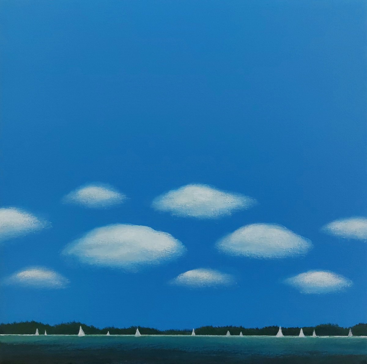 Impressionistic Landscape Acrylic Painting By Nelly Van Nieuwenhuijzen, 12 X 12", Regatta (May), Original Artwork