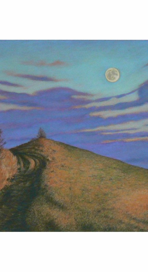 Moon over Barbury Castle by Paul Simpkins