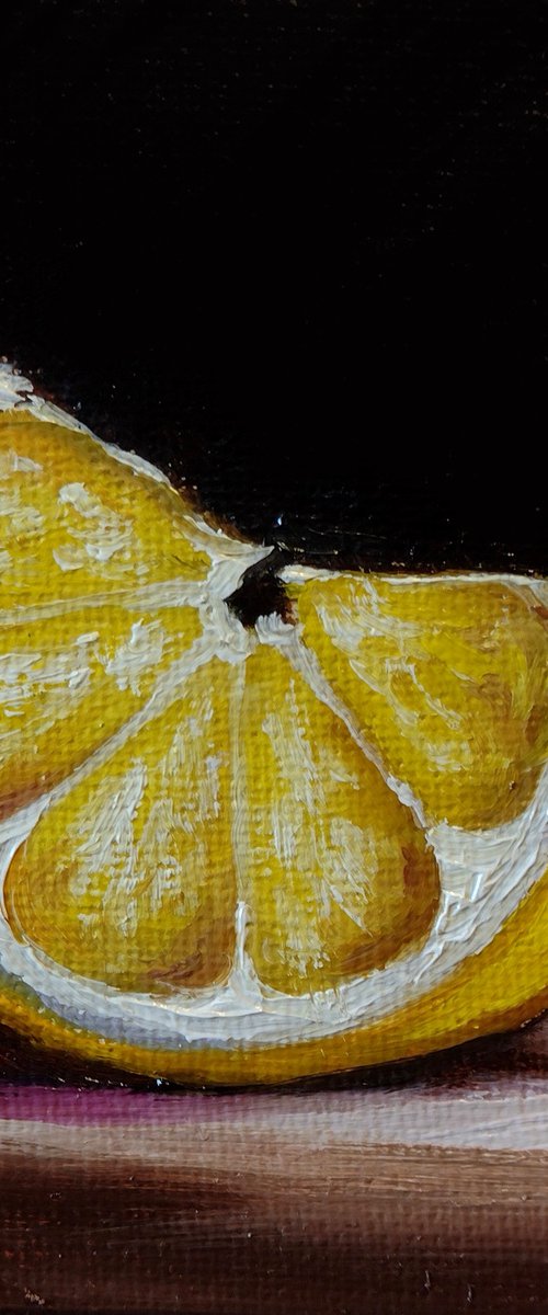 Little lemon slice #3 still life by Jane Palmer Art