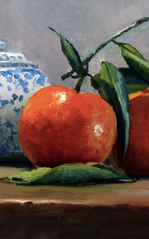Two Clementines and a Small Teapot by Pascal Giroud