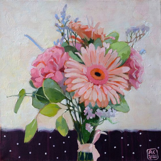 bouquet of gerbera and pinks 11*8 x 11*8