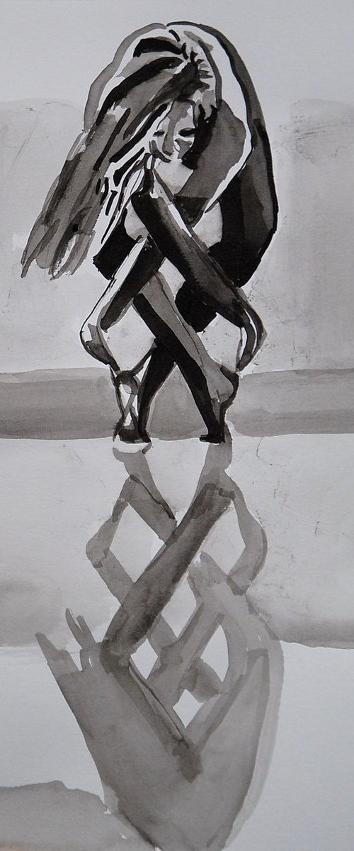 Dancing at the Beach / 35 x 27 cm by Alexandra Djokic