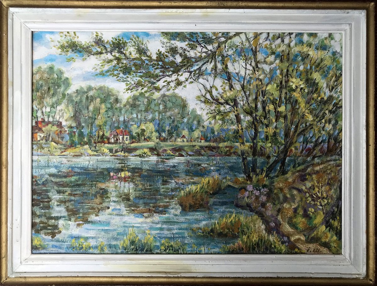 Impressionistic Landscape Oil Painting By Ivan Shapoval, 31 X 24, Spring, Original Artwork