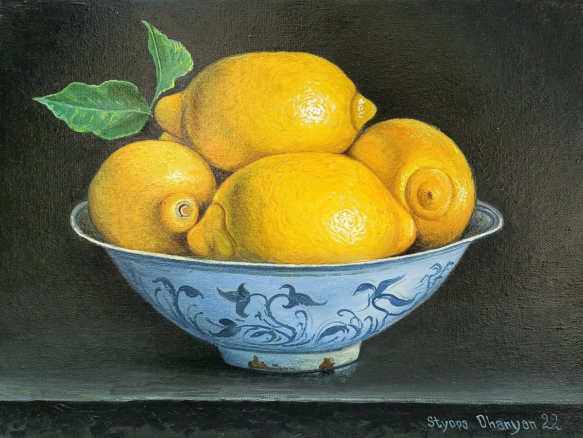 Still life lemons (40x30cm, oil painting, ready to hang) Oil painting