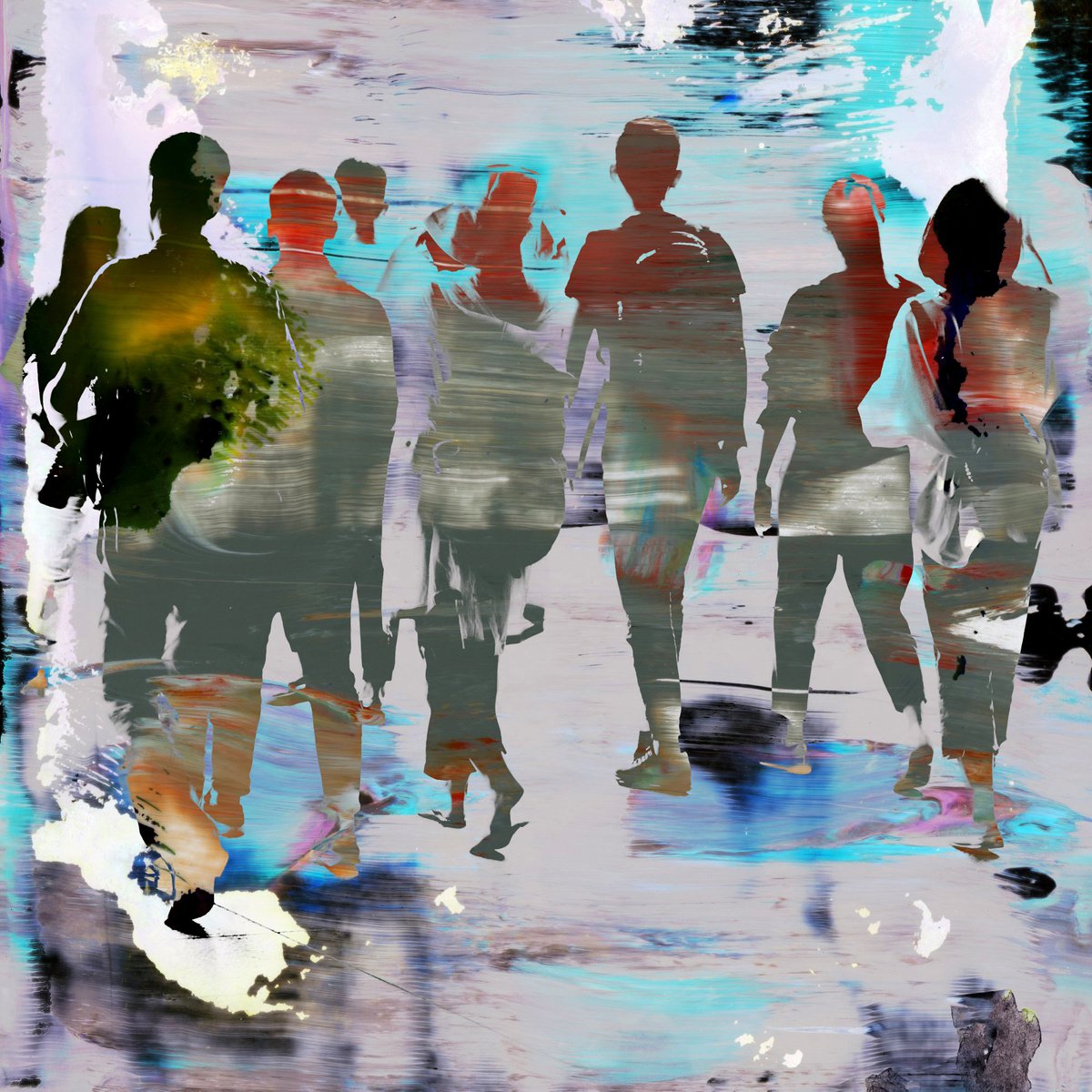 Abstract Cityscapes Photograph By Sven Pfrommer, 39 X 39", Singapore Blur Vi, Original Artwork