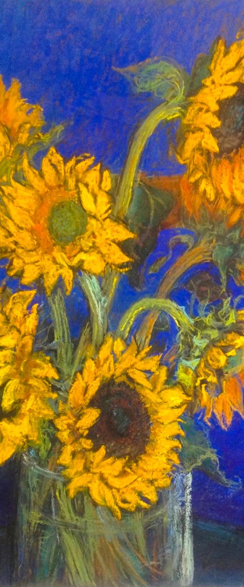 Sunflowers with Cobalt Blue by Patricia Clements