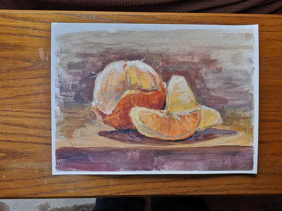 "Mandarine" (acrylic on paper) (11x15×0.1'')