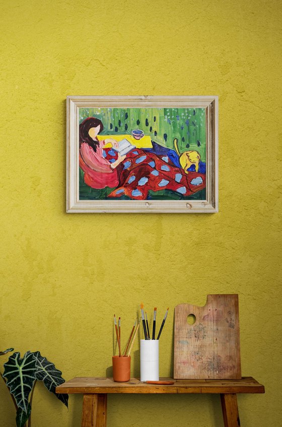 Blanket and book