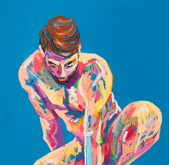 Male Nude Painting On Paper Female Model Figure Study Life Drawing Gesture Study