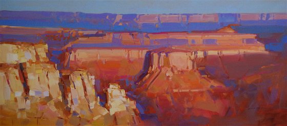 Grand Canyon - Sunset, Landscape oil painting, Large Size, Ready to hang, One of a kind, Signed, Hand Painted