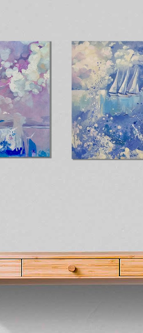 Diptych. Sea. Harmony of Serenity Diptych by Natalia Yampolskaia