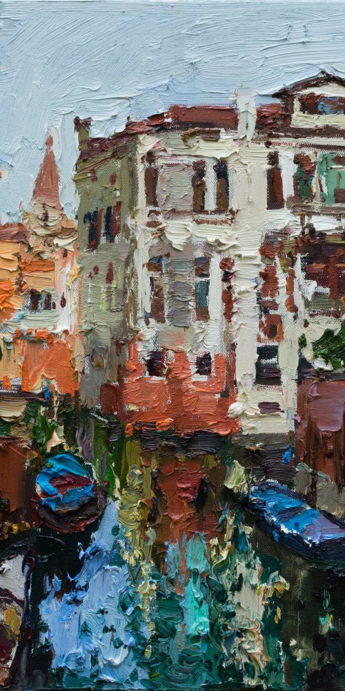 Venice. italian landscape- Original impasto landscape painting textured Oil painting Italy wall art by Anastasiia Valiulina