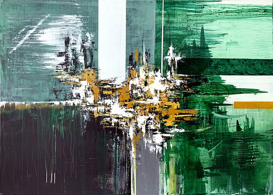 Emerald and Ochre Abstraction