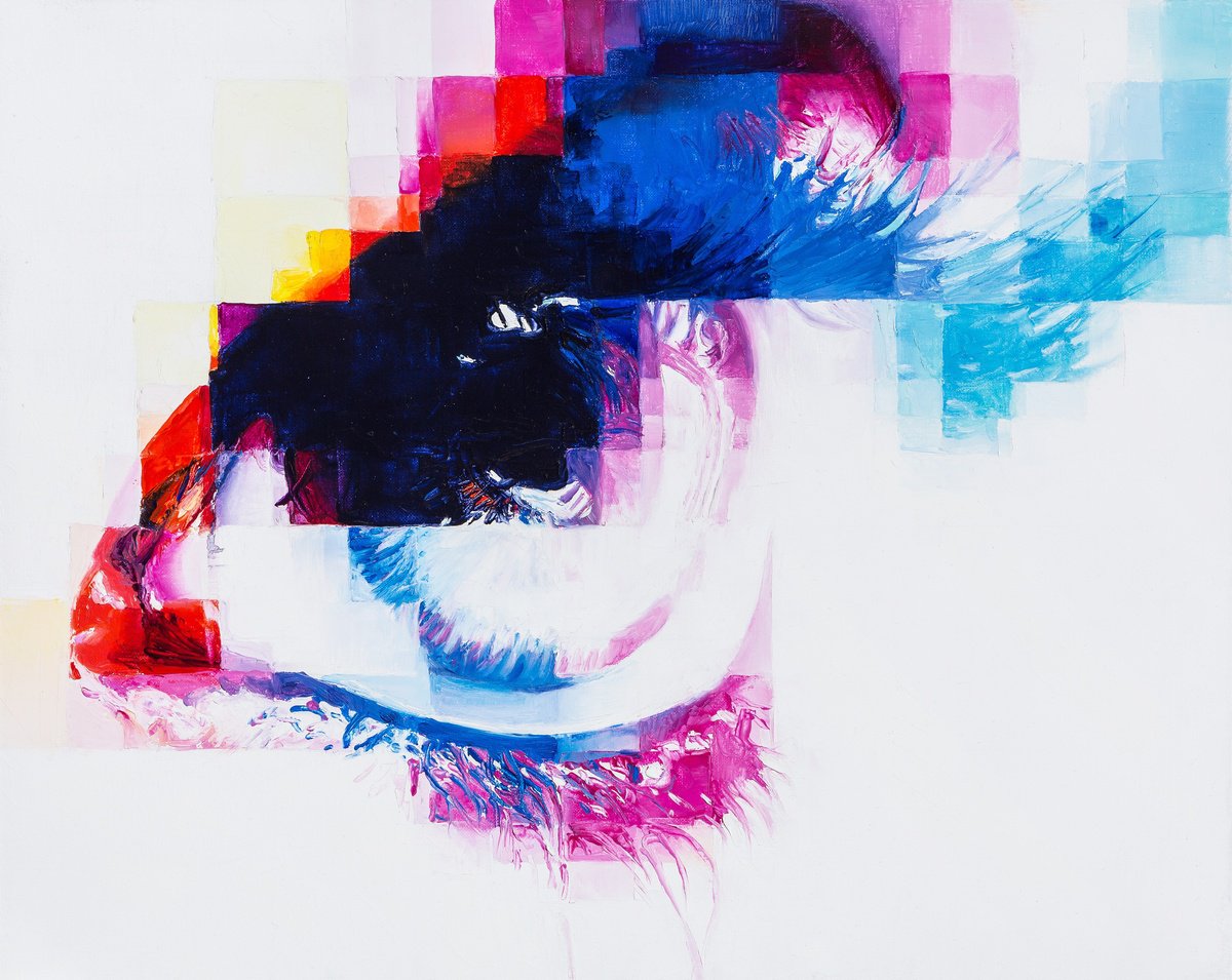 Urban And Pop Portrait Oil Painting By Assunta Cassa, 20 X 16, Io Ti Vedo 4, Original Artwork