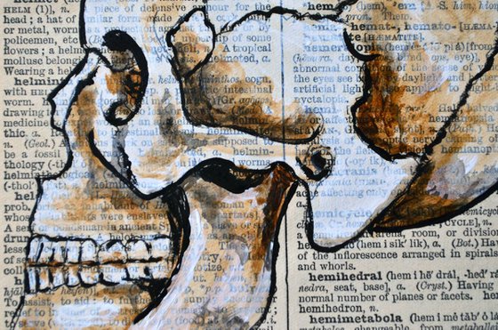 Skull - Collage Art on English Dictionary Vintage Page