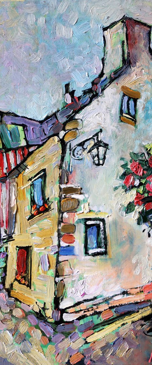 House and roses. by Nikifor Swiristuhin