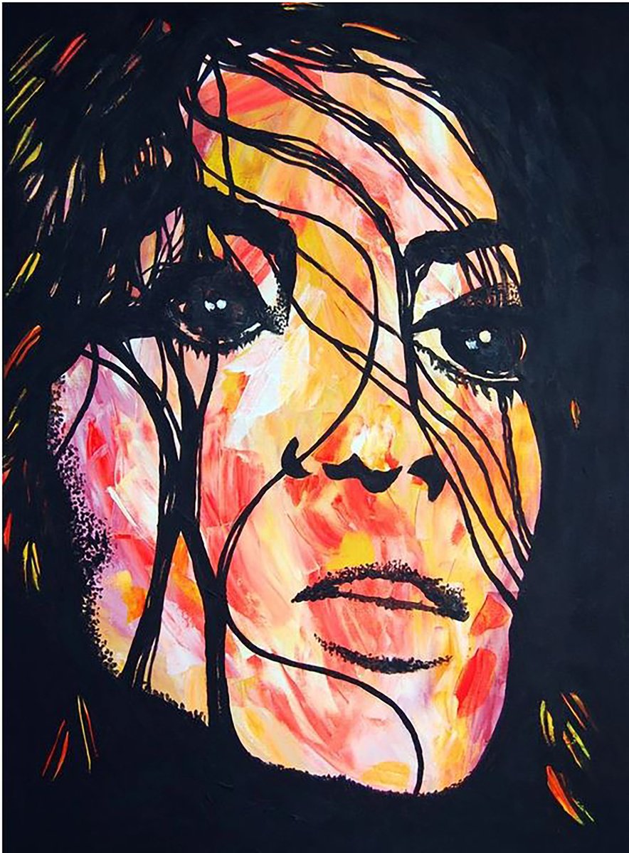 Expressive Portrait Acrylic Painting By Nicolas Goia, 24 X 31", Woman Portrait 1, Original Artwork