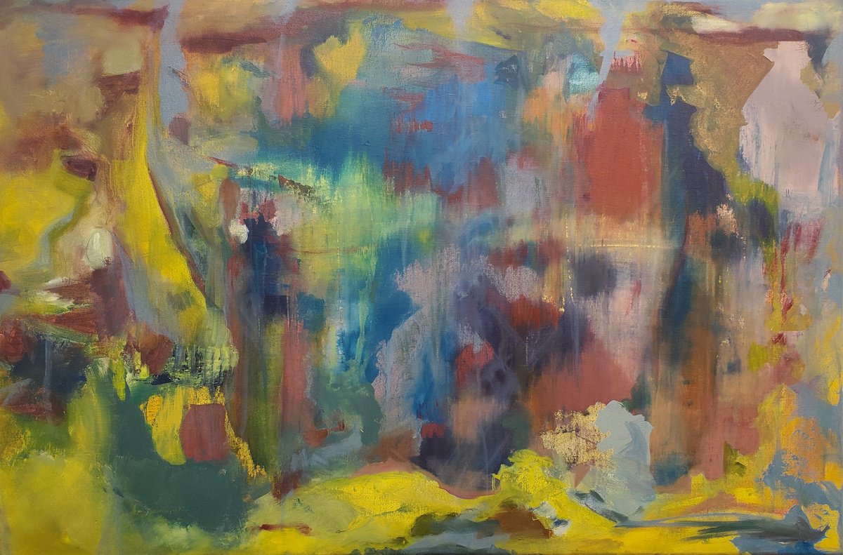 Expressive Abstract Oil Painting By Rebecca Hodel, 36 X 24", Silence, Original Artwork