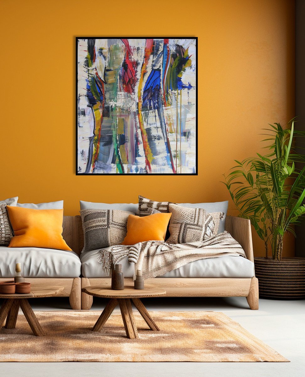 Organic Abstract Acrylic Painting By Loretta Kaltenhauser, 36 X 40", Odyssey, Original Artwork