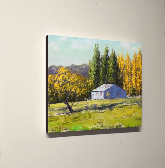 Autumn Tree Landscape with barn