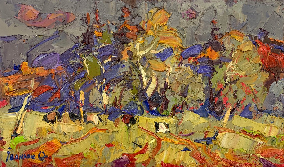 Impressionistic Landscape Oil Painting By Kalenyuk Alex, 10 X 6", In The Evening, Original Artwork