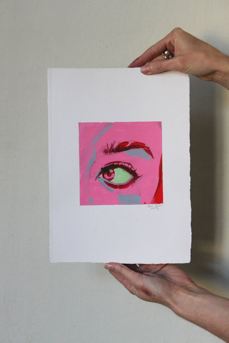 Expressive Portrait Acrylic Painting By Iryna Tymkul, 8 X 11, Eye 1, Original Artwork