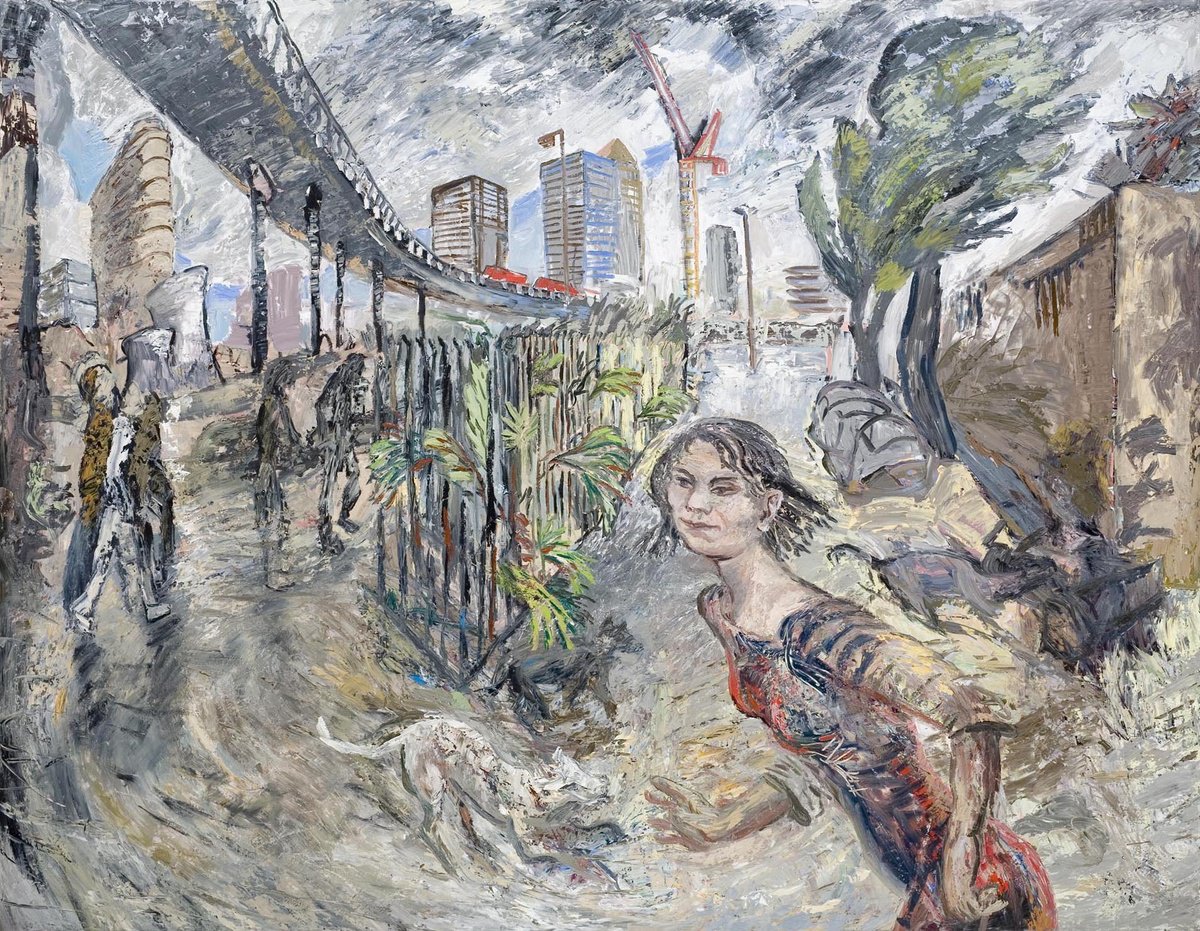 Expressive Cityscapes Oil Painting By Frank Creber, 80 X 62, Scouler St E14, Original Artwork