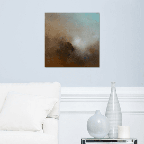 Сreaminess 50X50 cm  - gold particles original oil painting landscape gift modern urban art office art decor home decor gift idea