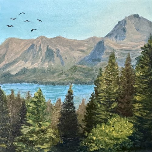Glacier National Park in Montana USA oil painting by Kateryna Boykov