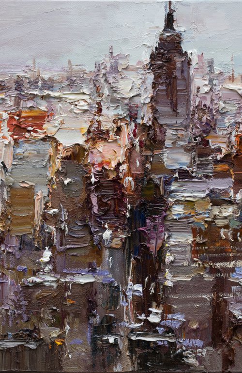 New York City - morning urban landscape painting by Anastasiia Valiulina