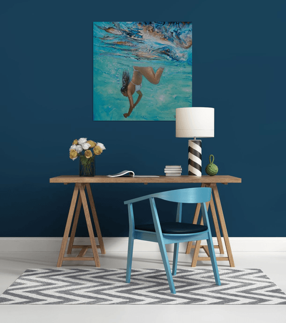 Swimming girl 32x32 in