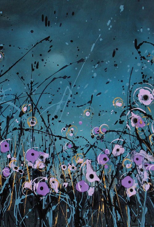 Notturno Regale #13  - Original abstract floral landscape by Cecilia Frigati