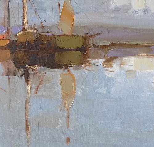 Harbor, Original oil painting, Handmade artwork, One of a kind by Vahe Yeremyan