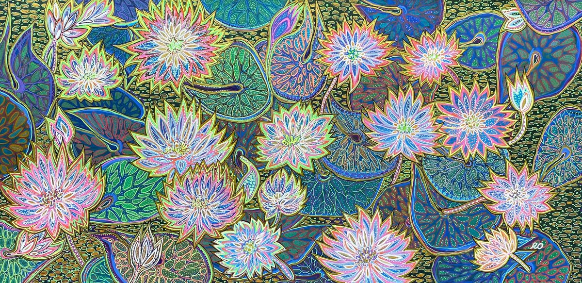  Golden Lilies By Olga Rokhmanyuk | Roartus, 48 X 24, Artwork For Sale On Artfinder