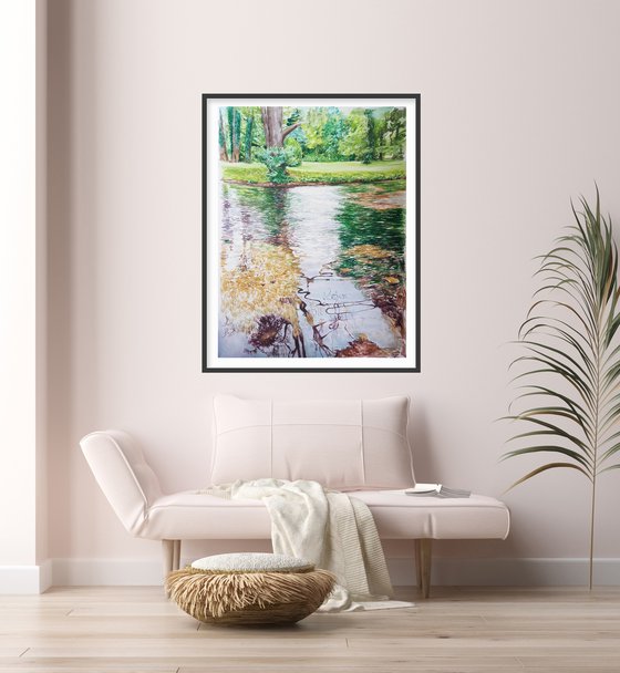 Watercolor river painting