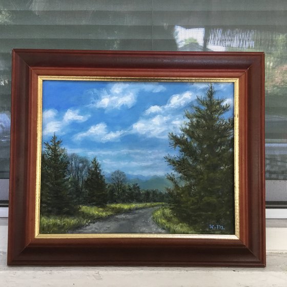 BACKROAD SUNSHINE - oil 8X10 (SOLD)