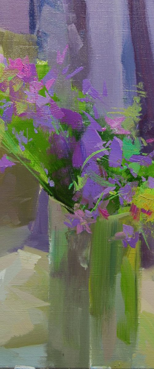 Oil floral painting "Bellflowers" by Yuri Pysar