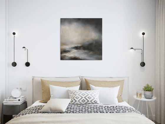 Love of heaven and love of earth 60X60 cm - tranquility painting ANY SIZE gray wall art light gray abstract painting modern art monochrome art minimalism painting calm wall art (2019)